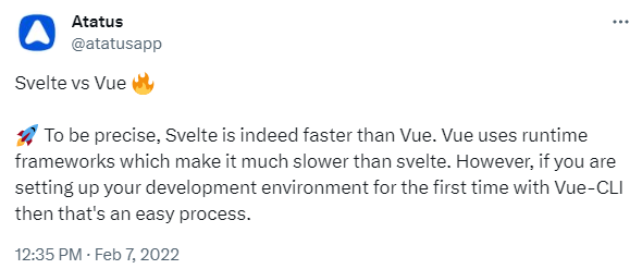 Svelte vs VueJS - Tweet