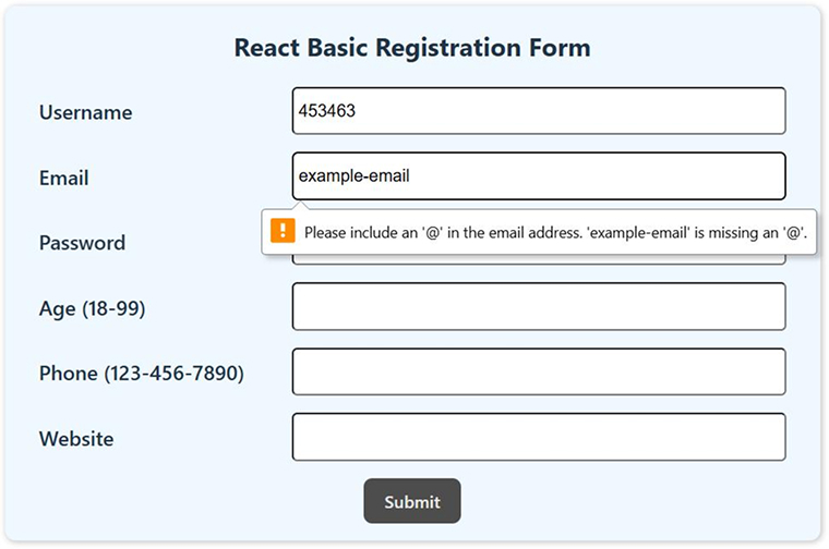 React Basic Registration Form React Basic Registration Form