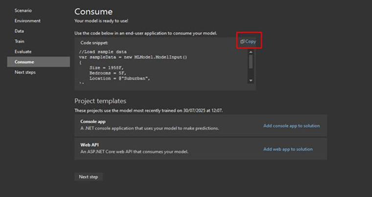 Consume the Model in Your App