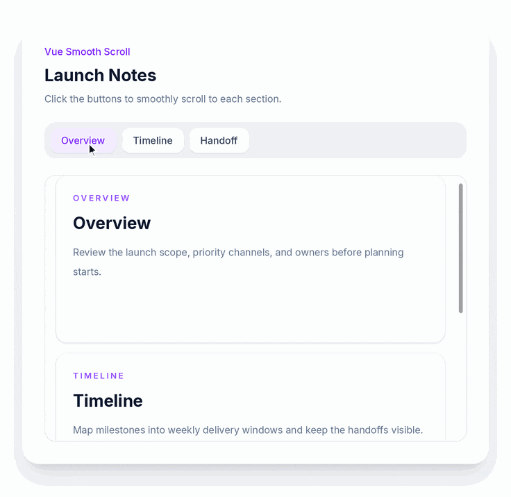 Vue Smooth Scroll Vue Smooth Scroll